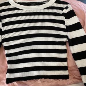 white and black striped long sleeve